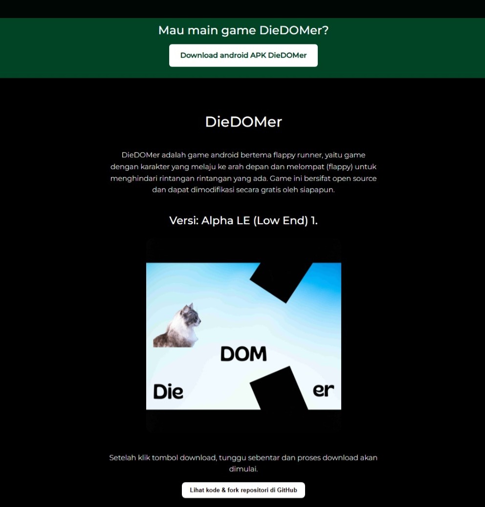 bagian atas website diedomer